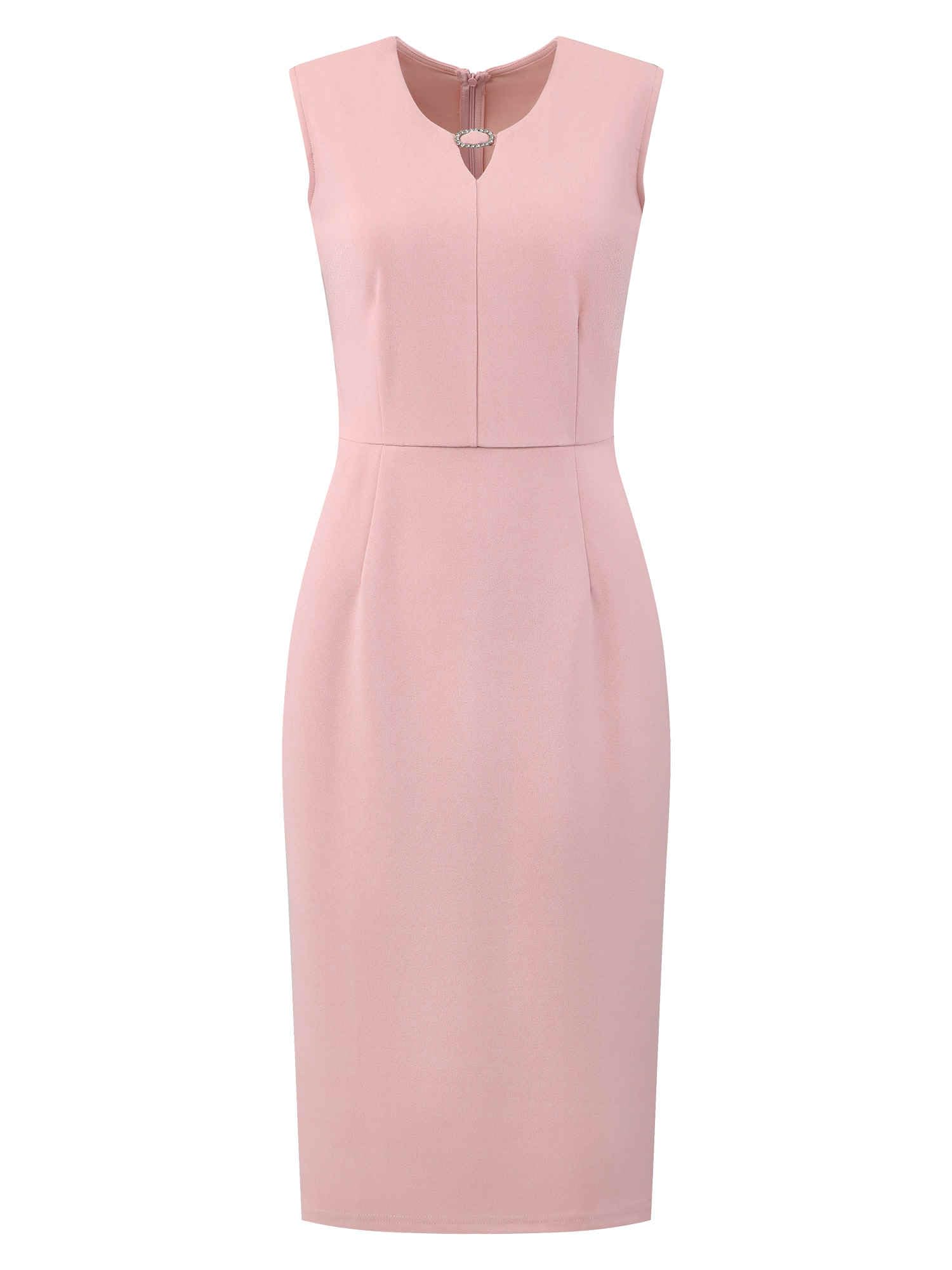Womens Sleeveless Pencil Dress Choker V Neck 2026 Trendy Work Knee Length Dresses