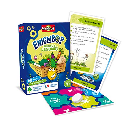 51Lw9AdB1YL Bioviva - Enigmes - Fruits et Légumes - Devinez la réponse le plus rapidement possible grâce aux indices- Jeu de cartes - Collection Enigmes - 2 à 6 joueurs - 7 ans - Fabriqué en France - 283588