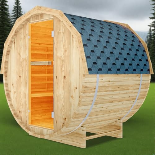 Outdoor Barrel Sauna 4 Person Traditional Steam Sauna 220V