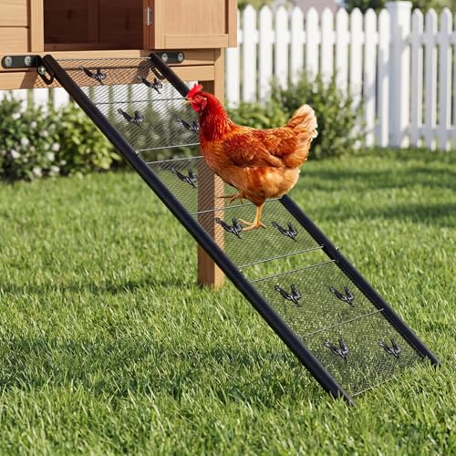 Chicken Coop Ramp Ladder 39 L Matel Adjustable Length Henhouse Coop Accessories Heavy Duty Sturdy Steps for Ducks with Foot Problems or Flightless Poultry Waterproof & Corrosion Resistant