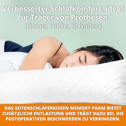 Seitenschläferkissen Memory Foam 160 x 30cm XXXL 100% Body Pillow Visco Gel Stillkissen Seitenschläferkissen Kinder und Erwachsene Orthopädisches Seitenschläferkissen Nackenkissen Kissen Komfortkissen