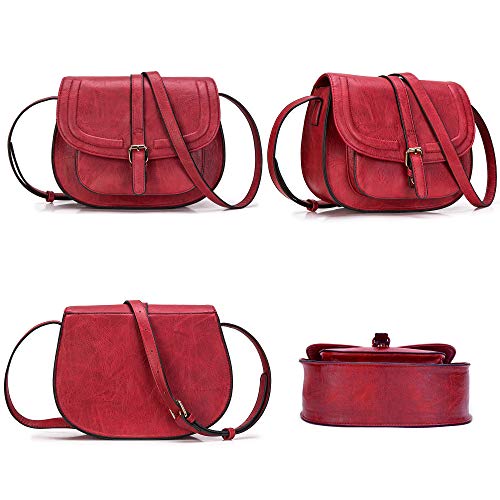 AFKOMST Crossbody Bag for Women Small Satchel and Shoulder Bag Vintage Saddle Handbags Vegan Leather - Image 6