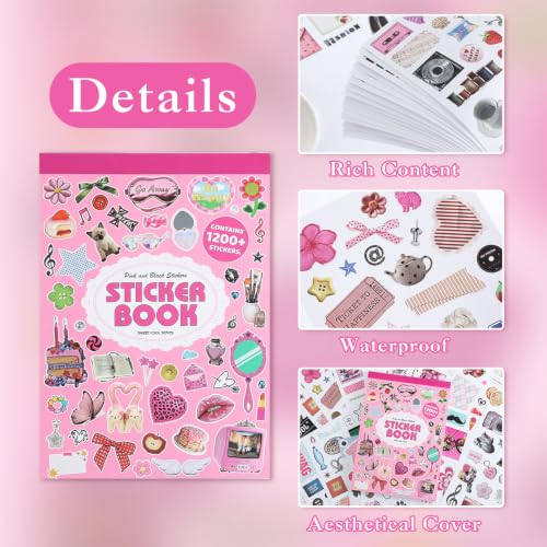 Image of Washi Stickers Set Vintage Aesthetic Sticker Book for Journaling, DIY Decorative Paper Sticker Decals for Bullet Journal Art Scrapbooking Diary Card Craft Gift Album (Aesthetic Style 4)