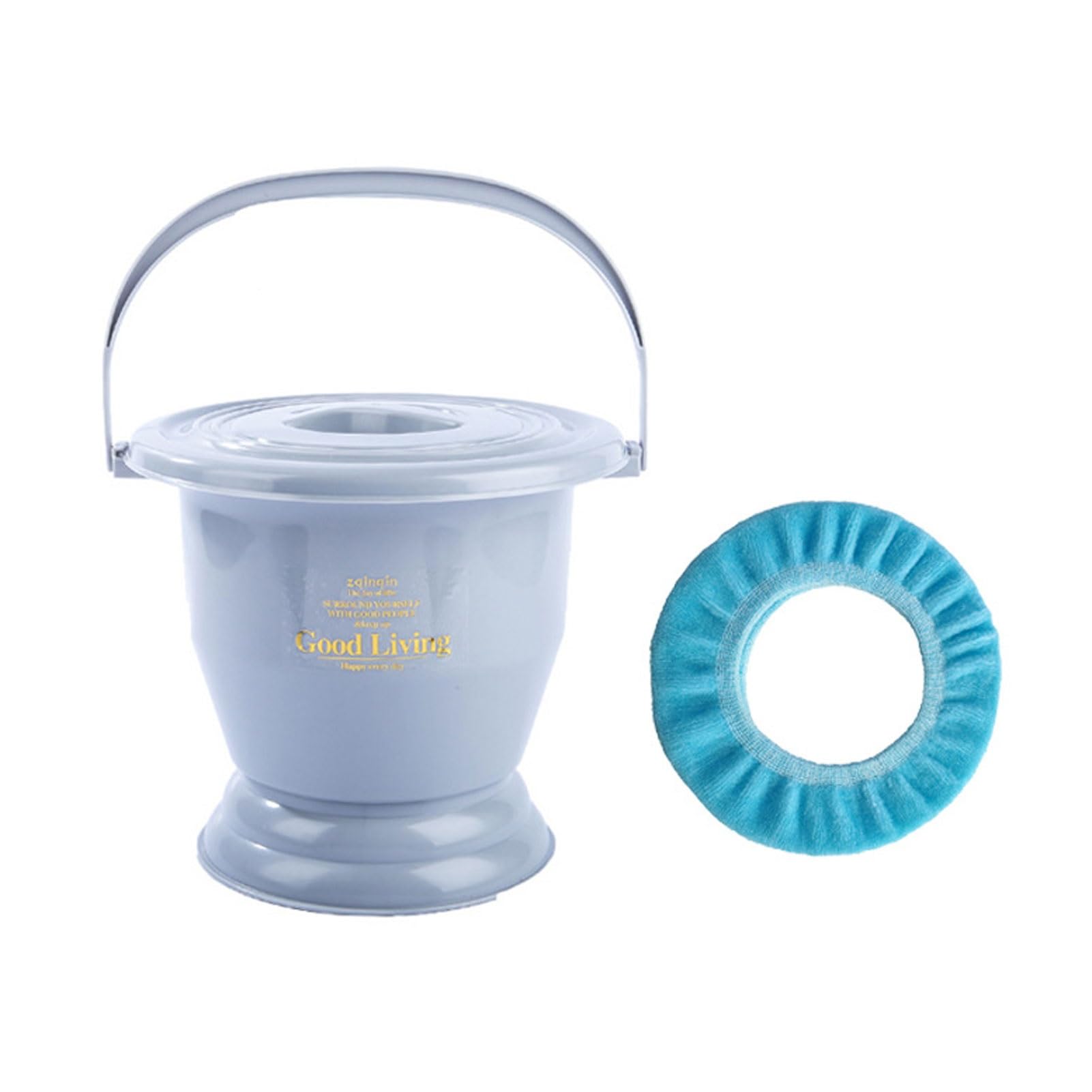 Sdgcfgjw Women's Grey Urinal Bottle, Chamber Pot Bedpan Urinal With Toilet Seat, Urine Pots Bucket With Lid Handle Portable Potty For Men Elderly(,22.5Cm)