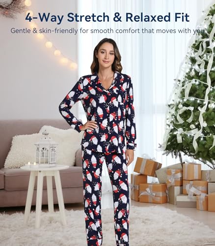 Image of WiWi Viscose from Bamboo Women's Pajamas Set Super Soft Button Down Top and Pants Sleepwear Cooling Pjs S-3X