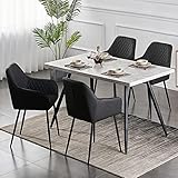 Velvet Dining Chairs Set of 4 KEIVVAKN Grey Leather Upholstered Chairs for Dining Room Modern Tufted...