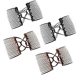 4pcs adjustable elastic wrinkle free double comb hair clip, wrinkle free hair clip, vintage hair bundle maker, suitable for curly thick ponytails (black, brown)