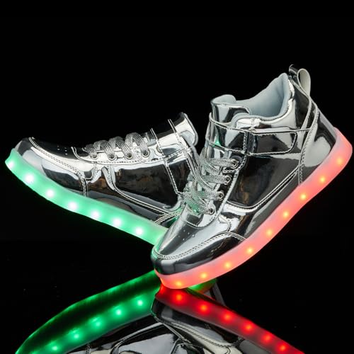 Image of SANYES LED Light Up Shoes for Men Women, USB Rechargeable High Top Glowing Sneakers, Luminous Dancing Shoes