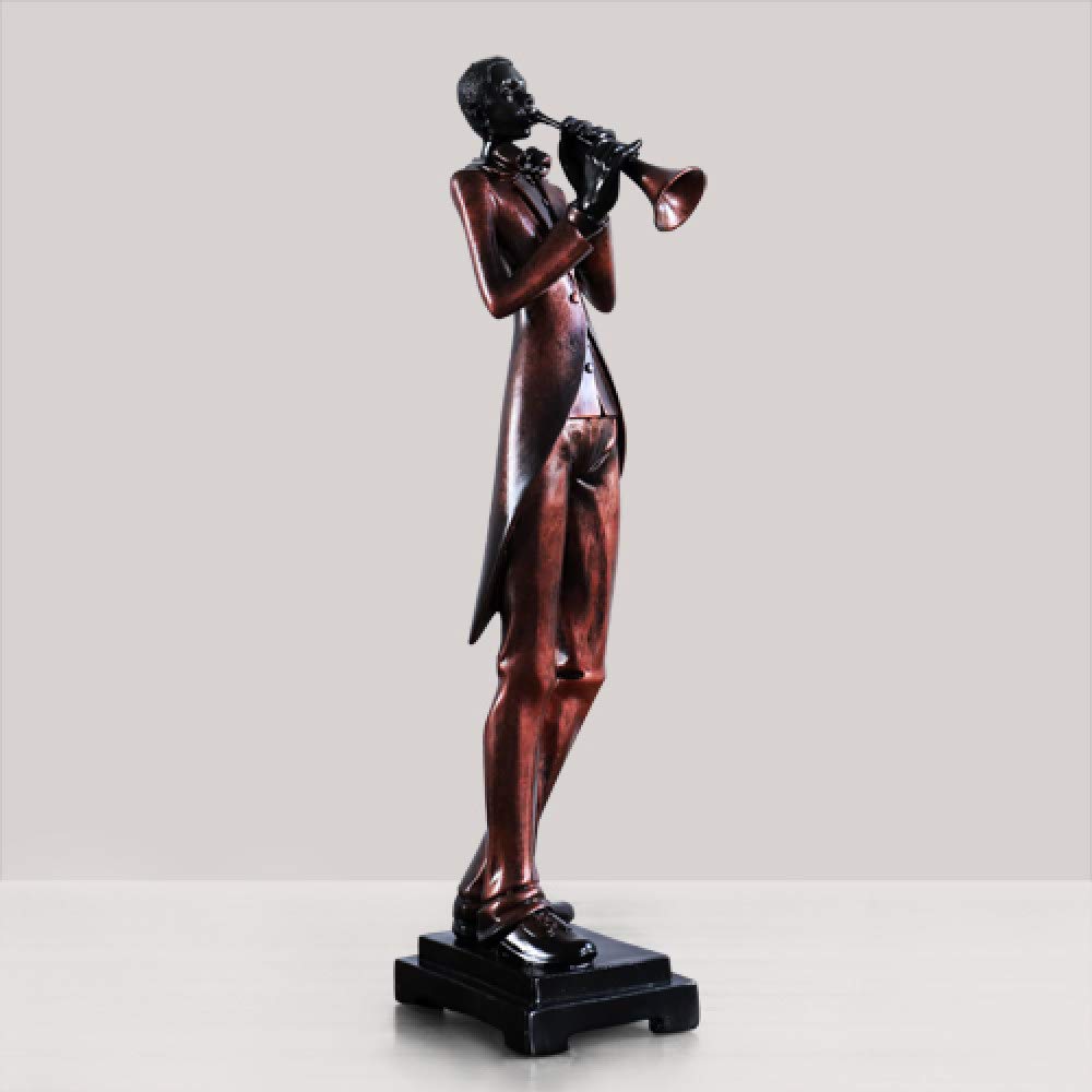 LIJUCAI Resin Craft Negro Musicista Music Band Statue per Decorazioni Persone Creative Ornamenti Scultura Home Decor Desktop Craft Gift, Brass C
