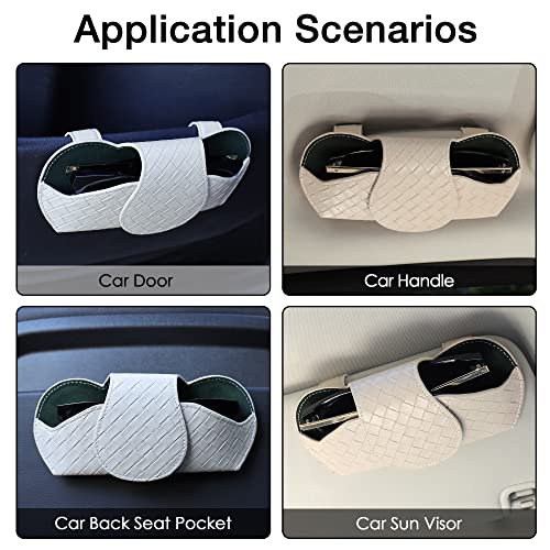 KINIVA Sunglasses Holder for Car Visor Leather Glasses Case with Clips for Car Visor Automotive Interior Visor Accessories Apply to All Car Models (09 Beige) by KINIVA - Image 4