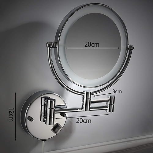 Miniatura 2 de ZADIKO Makeup Mirror Makeup Mirror, Wall- Mounted Makeup Mirror 360 Rotating Design Folding LED 8- inch Makeup Mirror Silver Double- Sided 3X
