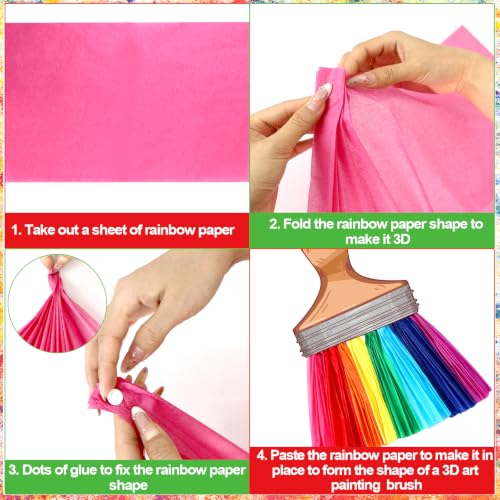 Image of Welcome Back to School Bulletin Board Decorations, Art Classroom Door Decor Set Crayon Border 3D Rainbow Brush Fans First Day of School Painting Paper Cutouts for Bulletin Board Wall Party Supplies