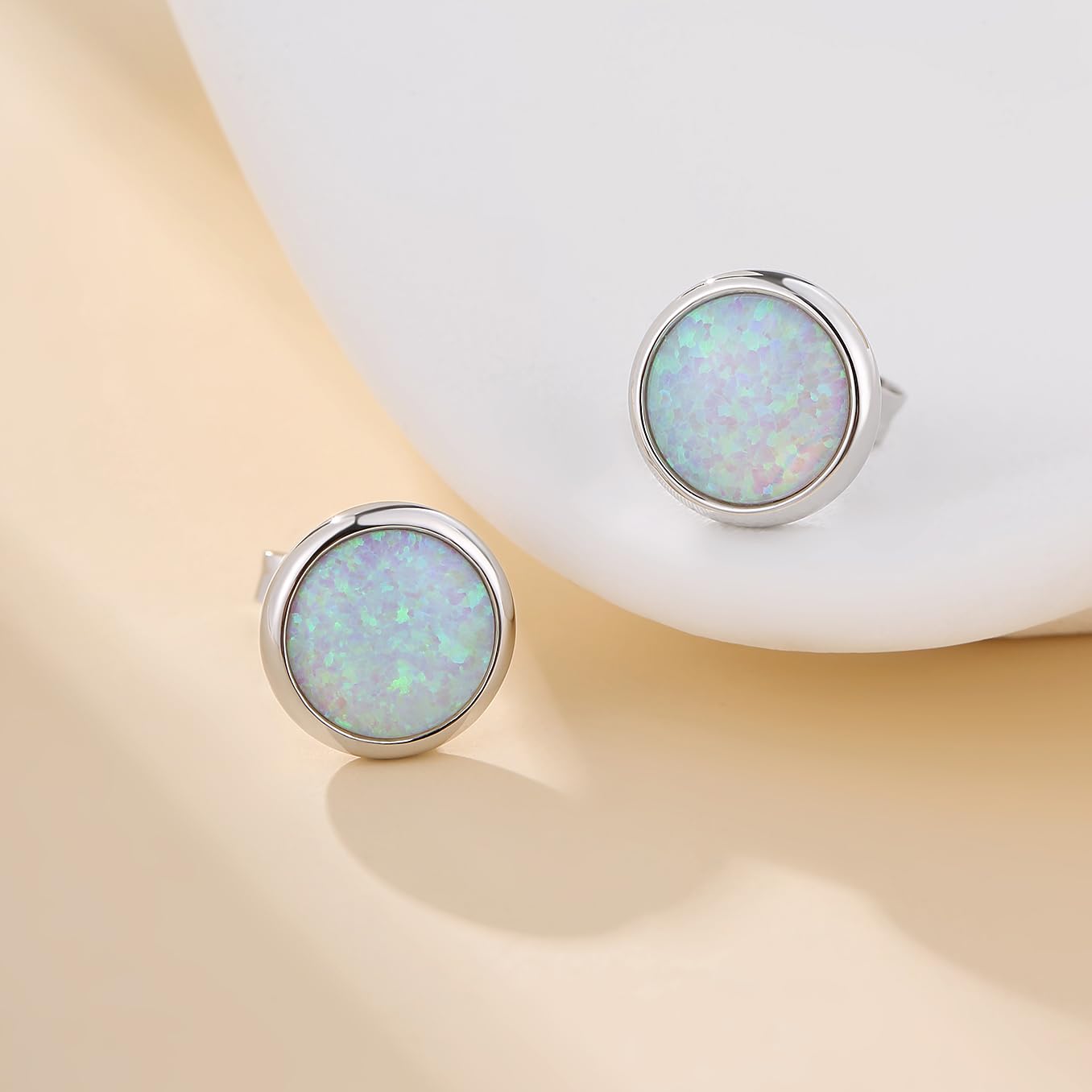 Jiamiaoi Orecchini Uomo Donna Orecchini Opale Brillanti 925 Argento Sterlina, 18K Oro Bianco Placcata