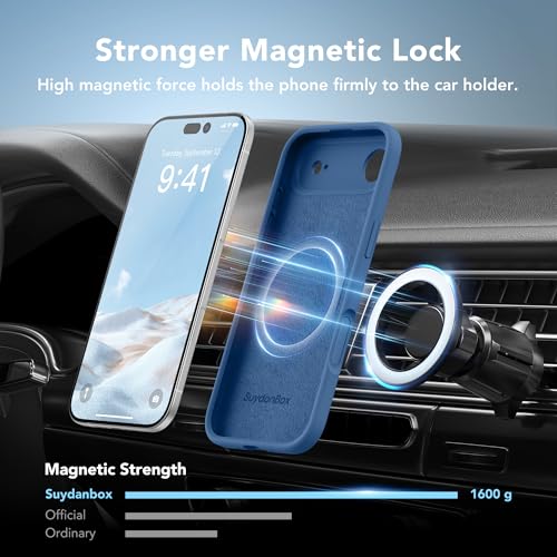 Image of Magnetic for iPhone Air Case, Compatible with MagSafe, [Full Camera Protection][Screen Protector] Silicone Shockproof Protective Phone Case for iPhone 17 Air 6.5 inch, Lake Blue