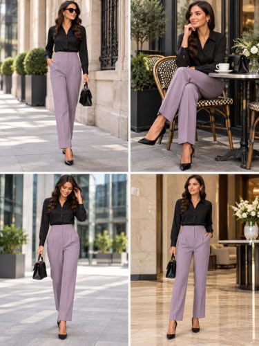 Image of Leriya Fashion Formal Pants for Women Office Wear |Trousers for Women - Straight Pants for Woman Formal Pant for Woman, Stretch Lycra Workwear Trousers