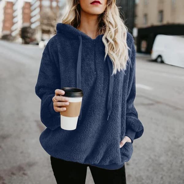 Enakshi® 2020 New Women Pullover Fuzzy Fleece Sweatshirt Hoodie L Blue|Clothing Shoes & Accessories | Womens Clothing | Sweats & Hoodies-image-44