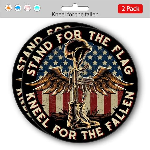 Image of American Patriotic Stickers for Veterans (2 pk) 4.5In - Strong Adhesive Waterproof Military Stickers - No Fade, Used for Truck, Car, Laptop, Water Bottle, Toolbox