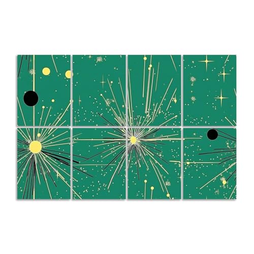 8 Pack Paneles Acústicos Artísticos Absorbentes de Sonido Verde, Negro y Azul 48"x32" para Estudios y Oficinas miniatura 1