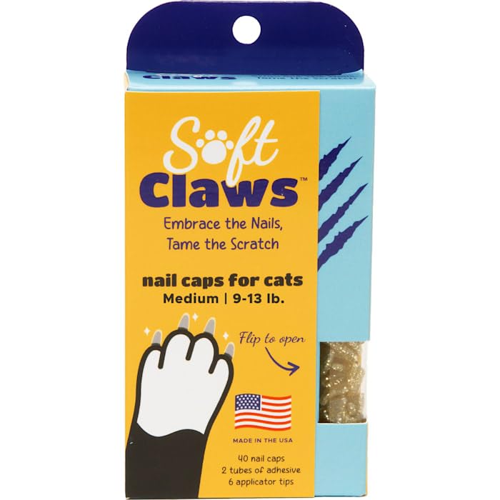 Soft Claws Gold Sparkle Cat Nail Caps, Medium