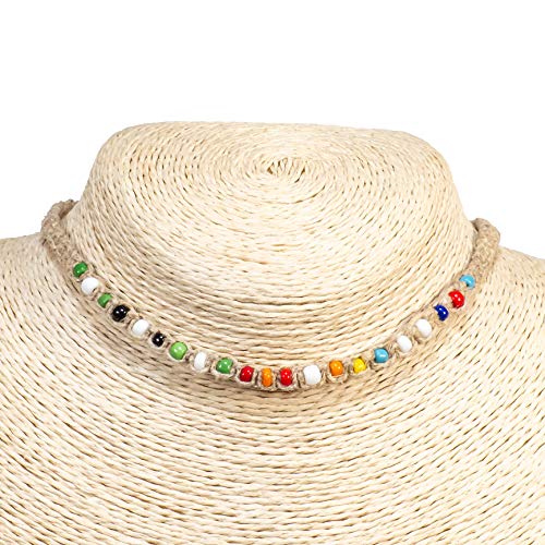 BlueRica Braided Hemp Cord Choker Necklace with Multi Color Beads2