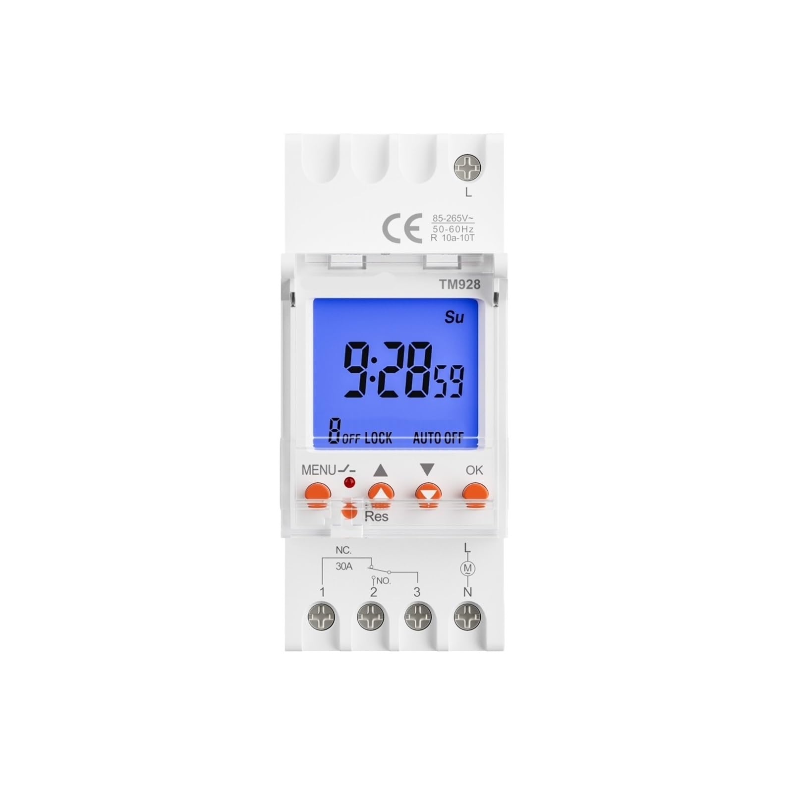 Interrupteur programmable Horloge électronique Programmable de 1 seconde à 168 heures, 16A 30A 110V 220V, grand écran LCD rétro-éclairé, minuterie avec fonction de verrouillage(Tm928 30a)
