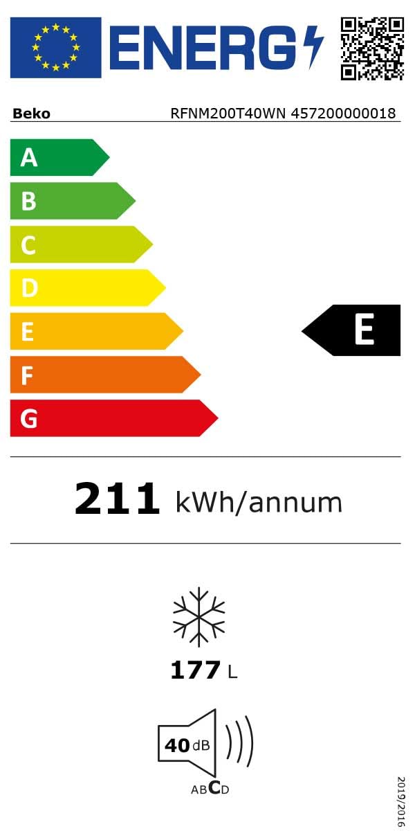 Beko RFNM200T40WN Congelatore Verticale Libera Installazione 177 L E Bianco