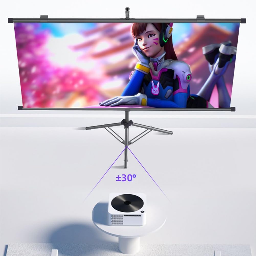 Schermo di Proiezione Portatile per Esterni 4K Ultra HD da 60" 72" 84" con Treppiede, Schermo Cinematografico da Parete per Cinema Al Chiuso(84"(16:9))