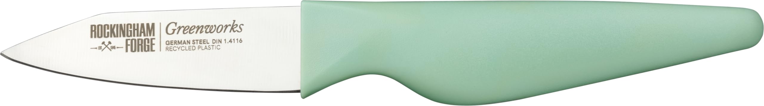 Rockingham Forge Greenworks Paring Knife 8cm Blade, Green Recycled Plastic, German Stainless Steel, Dishwasher Safe