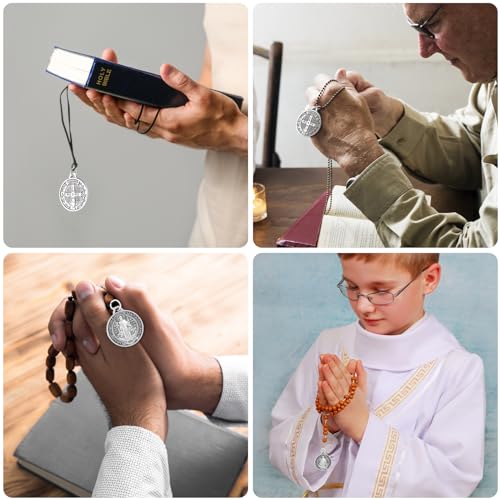 Tarjetas de oración de San Benito y medallas protectoras para crear collares sagrados católicos 5