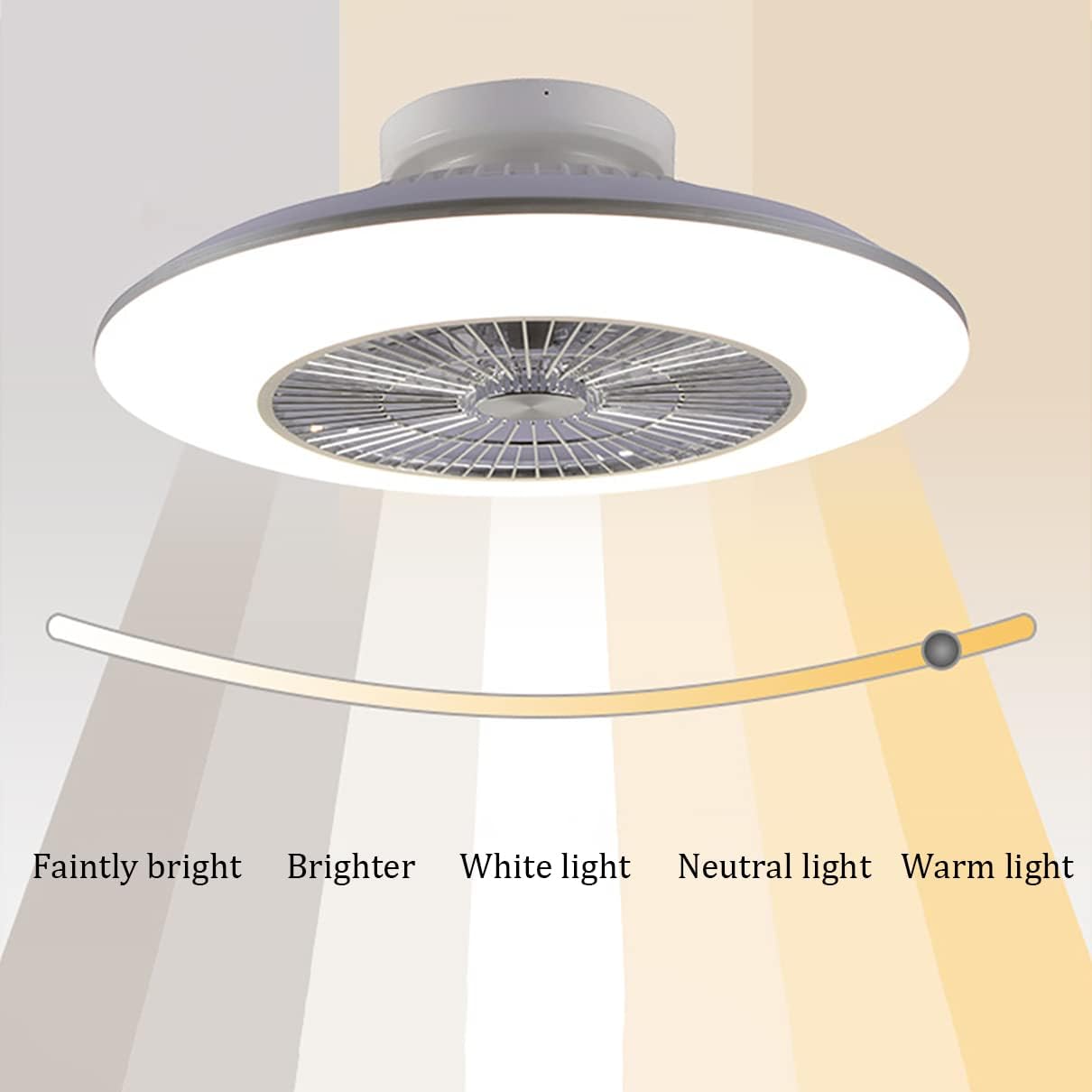 YUEGOO Modern Fan with Ceiling Light,3 Colors Dimmable Silent Remote Control Bedroom Fan Ceiling Lights with Timer Indoor Dining Room Lounge Fan with Ceiling Light,96W