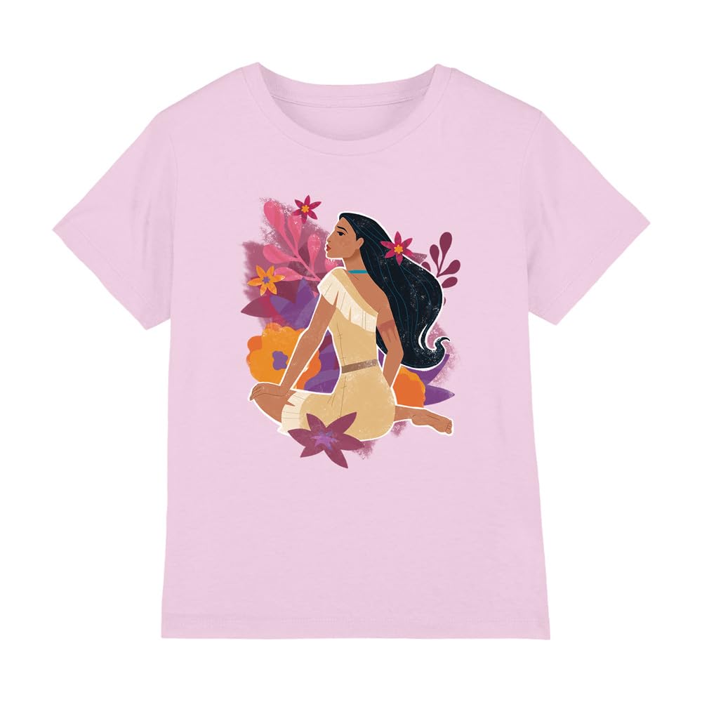 Pocahontas Girls Pink Flowers T Shirt, 12-13 Years