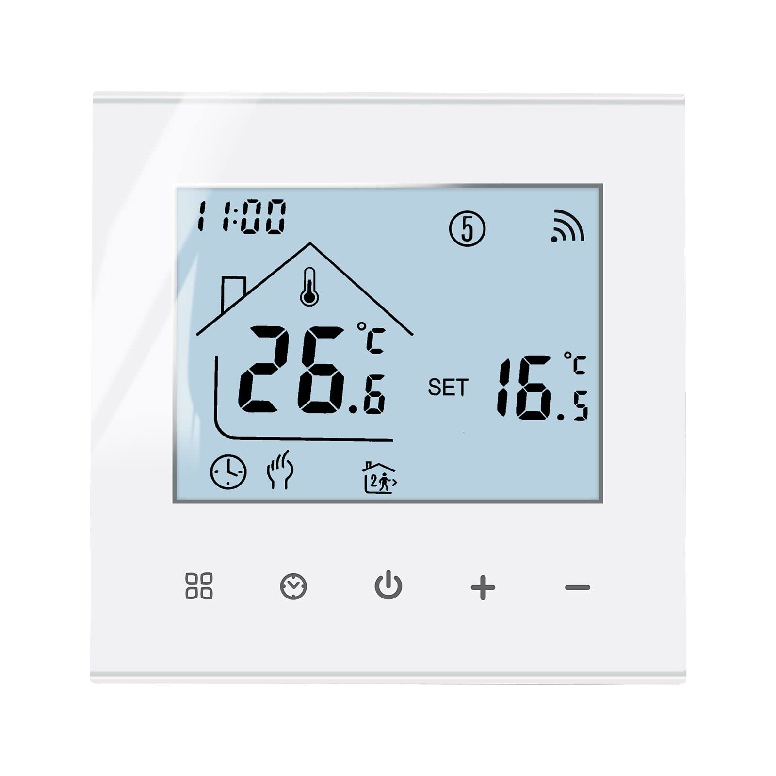 MincoHome MincoHome Thermostat intelligent pour économiser de l'énergie - Thermostat numérique WiFi - Contrôleur de température pour chauffage au sol - Compatible avec Amazon Alexa, Google Assistant (Blanc pour