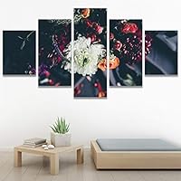 SIGNWIN 5 Panel Canvas Wall Art Modern Art Bohemian Bouquet Colorful Cool Floral Group Multicolor Photography Realism for Home Decorations Ready to Hang - 60