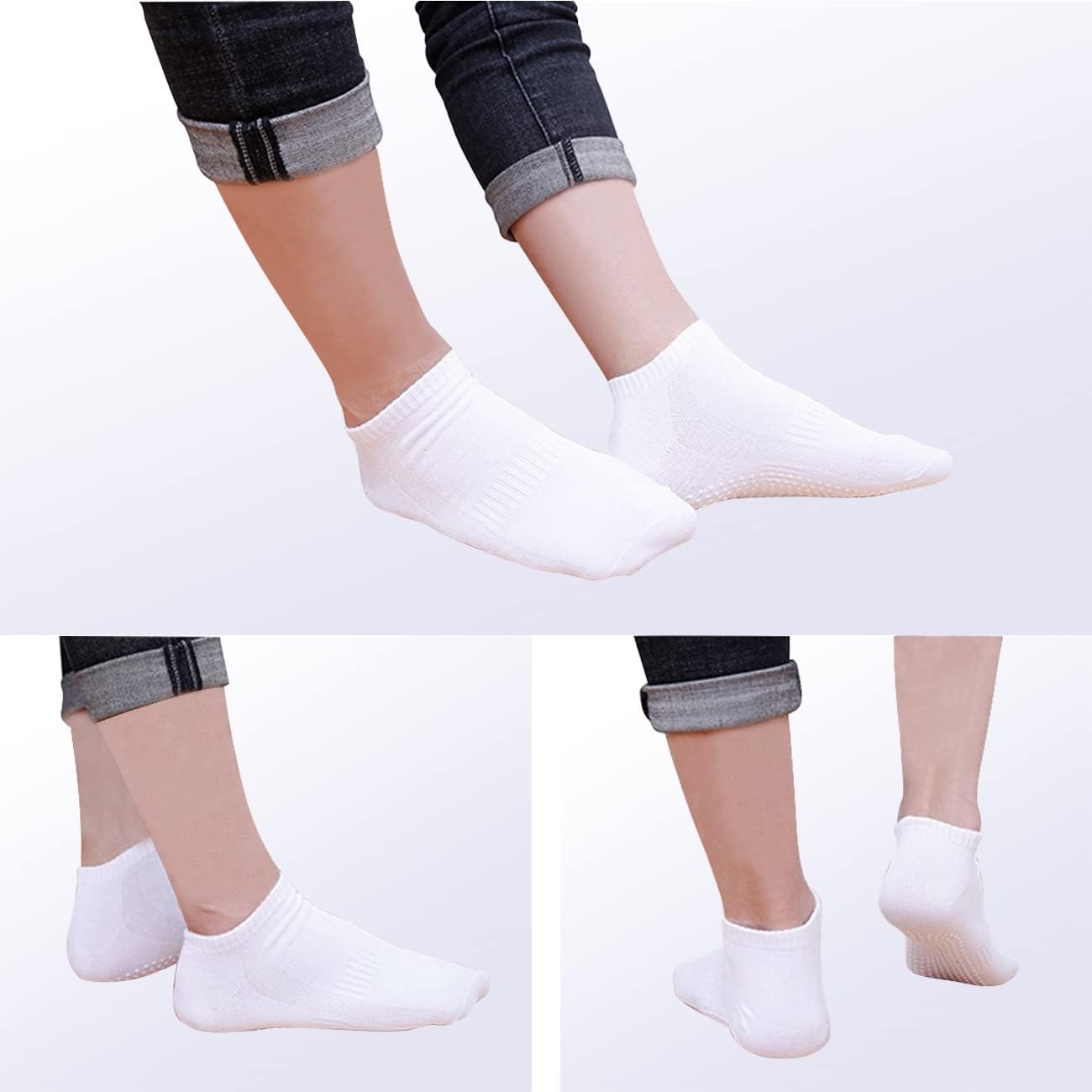 DOOVID Non Slip Socks for Women Men Cotton Ankle Socks Yoga Pilates Grips Socks