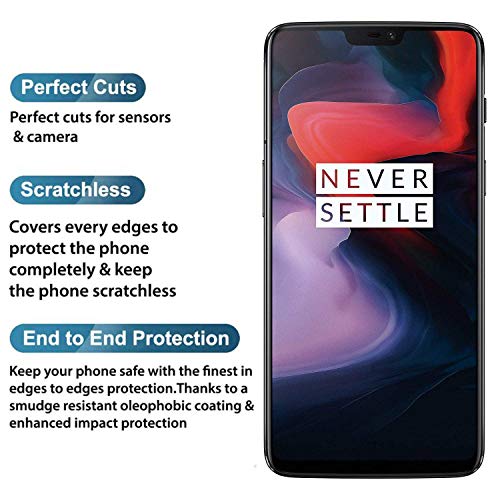 Image of SENBUN Tempered Glass Screen Protector Compatible for OnePlus 6 with Edge to Edge Coverage and Easy Installation Kit, Pack of 1, Black