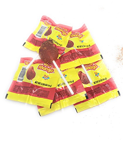 Vero Mango Lollipops Coated With Chili Powder, Hot And Sweet Candy Treat, Artificially Flavored, Net Wt. 1.39 Pound, 40 Count Bag #TOP3
