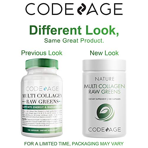 image for Codeage Multi Collagen Protein Capsules + Organic Greens Superfood - F