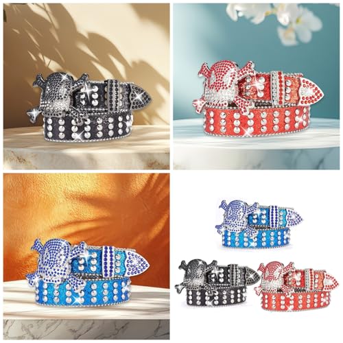 Blingbling Rhinestones Waist Belt Studded Skull Buckle Waist Costumes Rhinestones Heavy Duty For Jeans Pants2