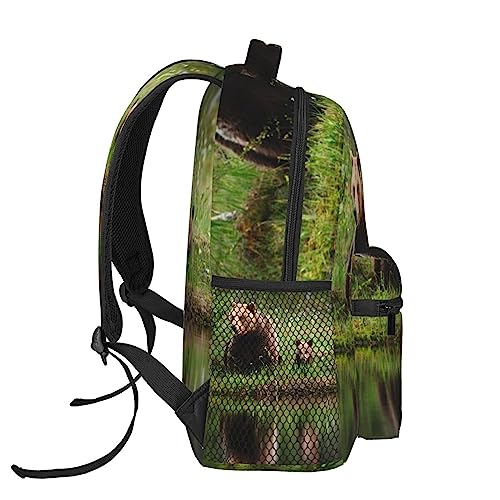 Sac à dos imprimé River Bear Mom BAFAFA en toile résistante avec grand volume - 3