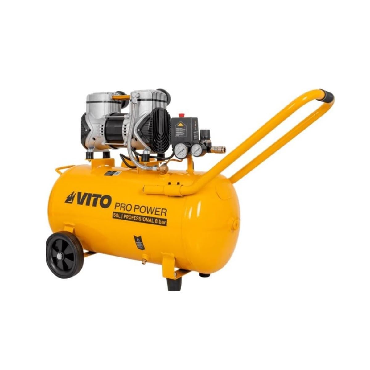 VITO – Compresor de aire silencioso 50L 8 Bar 2CV 1,5 KW 115 Psi 236 L/min (sin aceite