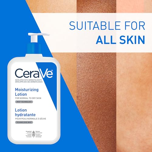 CeraVe Moisturizing Lotion, Daily Lightweight Face & Body Moisturizer with Hyaluronic Acid & Ceramides, Suitable for Dry & Sensitive Skin, Fragrance-Free, Non-Comedogenic & Allergy Tested, 473 mL - Image 6