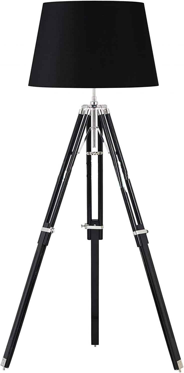 Lampada da terra treppiede bianca con paralume Tripod nero DECOBI2660