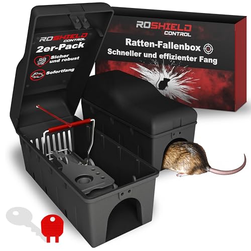 Roshield Rattenfalle Killer Box - Einfach einzustellende Sicherheitsbox für Haus, Schuppen & Garage Kontrolle & Behandlung (Professionelle Qualität, 2er...