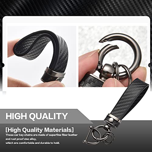 Carbon Fiber Style Car Keychain, Microfiber Leather Key Fob Keychains For Men Women With 360-Degree Rotatable Swivel, Universal Keyring Replacement,Key Chain For Key Fobs #TOP2