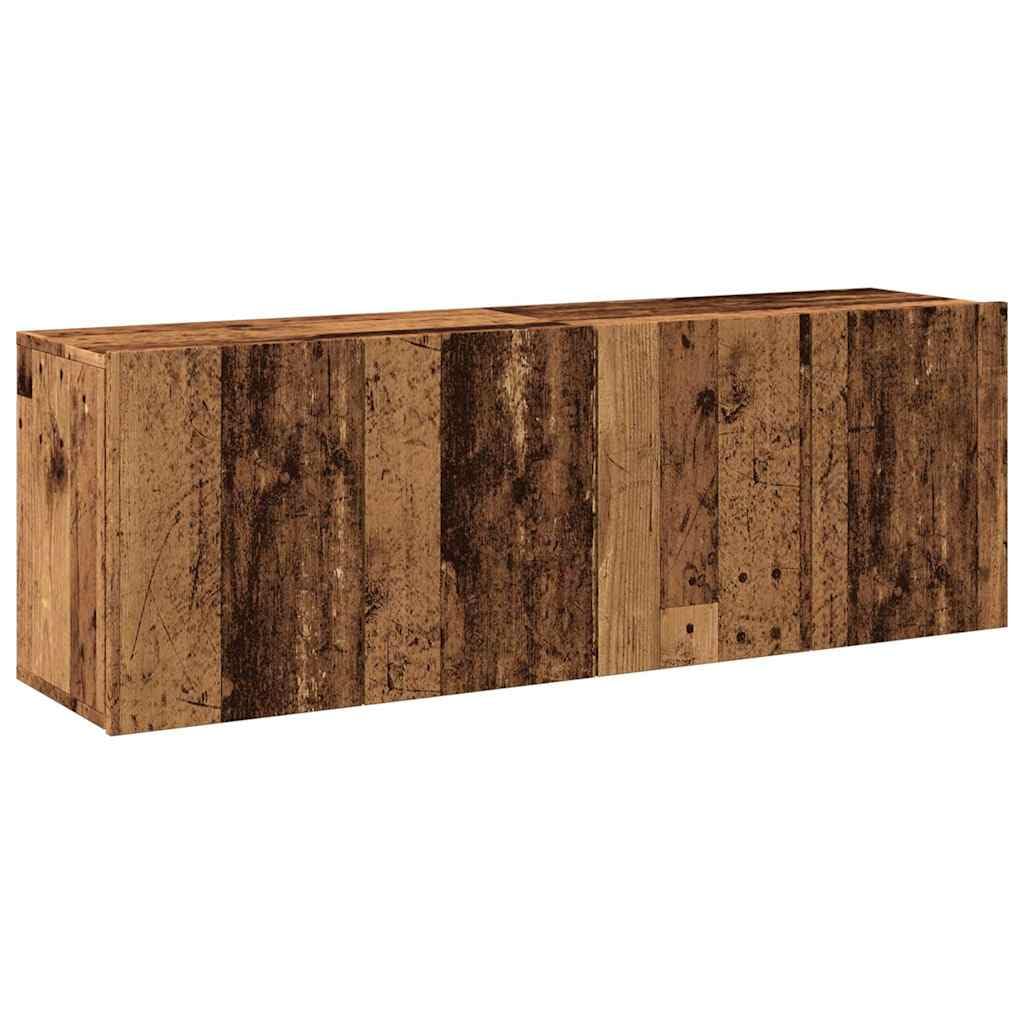 Set di 2 credenze per TV, in legno vecchio, 60 x 30 x 41 cm, in legno di legno, con vano portaoggetti, moderno, per lettore DVD e console di gioco