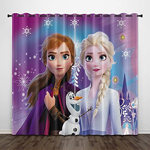 Fgolphd Frozen Elsa Rideau occultant en Tissu imperméable pour Chambre d'enfant, œillets en Haut pour Rideaux ?Impression numérique 3D 100 % Polyester (100 × 140 (l x h) 12)