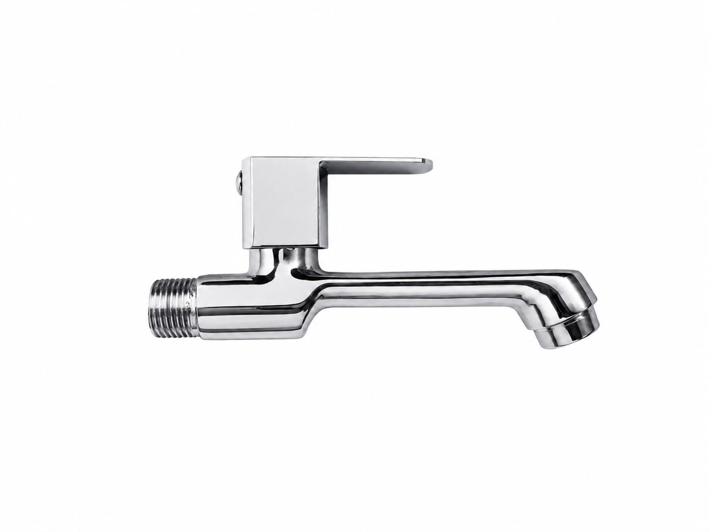 Esquire Bathware Wall-Mounted Extra Long Body Bib Tap, Chrome Finish, Square Lever Handle, Polished-image-6