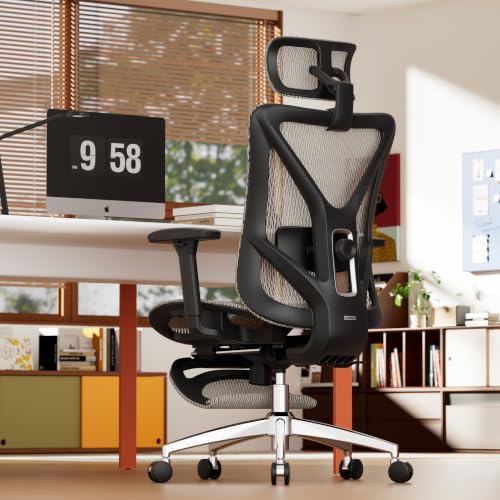 Image of GABRYLLY Ergonomic Office Chair with Adjustable Lumbar Support, 3D Armrests & Headrest, 135 Reclining Chair with Footrest & Large Steel Base,300LBS Swivel Desk Chair(GYMN01-AM)