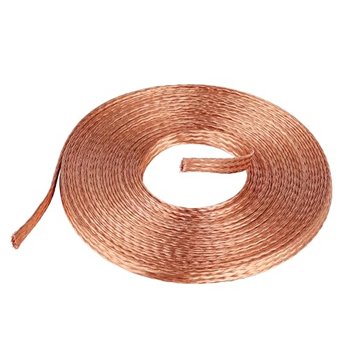 KWOKWEI Câble tressé en cuivre plat, 6 m/20 m, fil de cuivre nu, 6 mm, maille plate en cuivre tressé, 2,5 mm², pour connexion à la terre