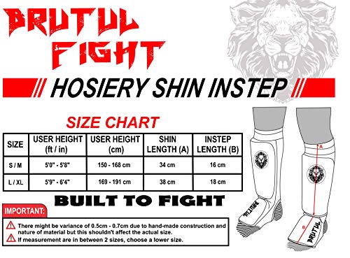 Brutul Protective Shin Instep Kickboxing Boxing MMA Muay Thai Karate Taekwondo Cloth Shin & Instep Padded Guards Training Sparring Shin Guards Leg Pad Training Protective Gear Washable (RED, S/M)